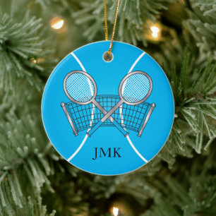 Blue Tennis Ball   Personalise Ceramic Ornament