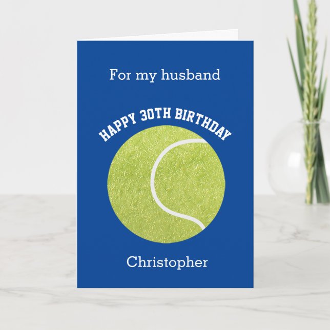Blue Tennis Birthday Husband  Card (Front)
