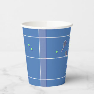 Blue Tennis Court Modern Tennis Player Paper Cups