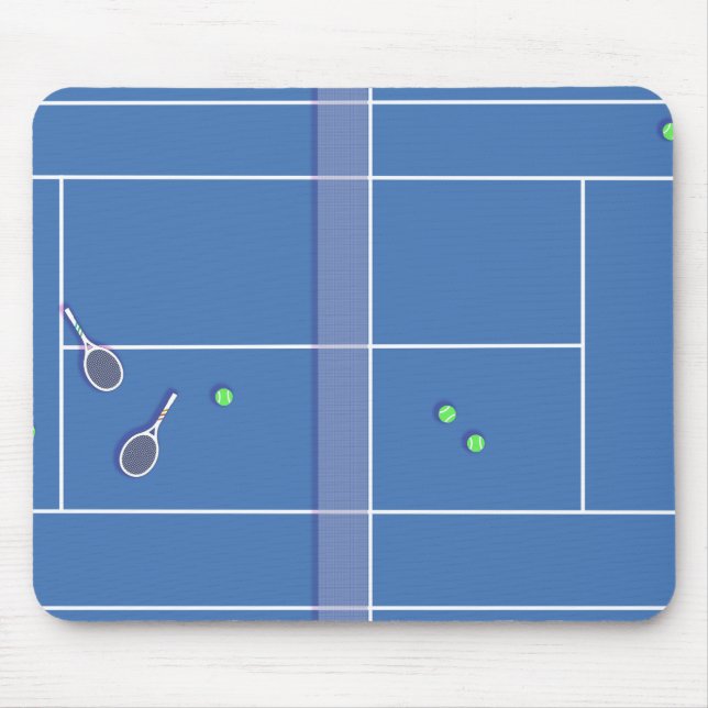 Blue Tennis Court Preppy Modern Tennis Player    Mouse Pad (Front)