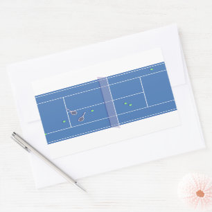 Blue Tennis Court Preppy Modern Tennis Player    Rectangular Sticker