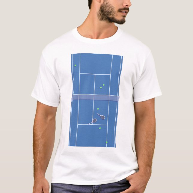 Blue Tennis Court Tennis Player  T-Shirt (Front)