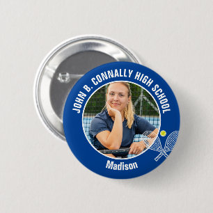 Blue Tennis Player Photo High School Spirit 6 Cm Round Badge