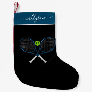 Blue Tennis Rackets & Custom Girls Name Cute Sport Small Christmas Stocking