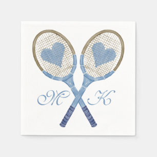 Blue Tennis Rackets With Hearts Paper Napkins