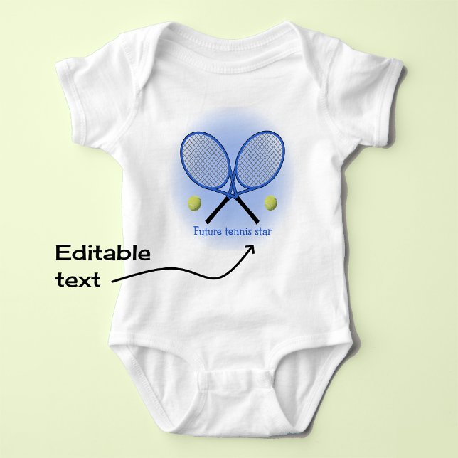 Blue tennis star add name or text baby bodysuit (Creator Uploaded)