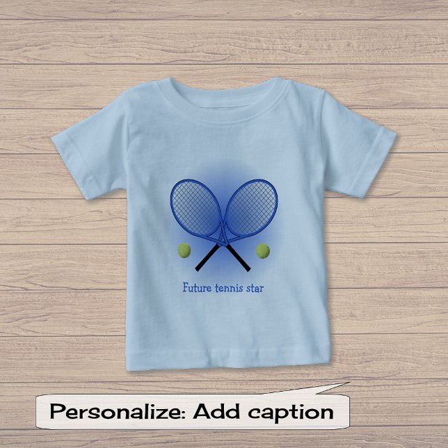 Blue tennis star add name or text baby T-Shirt (Creator Uploaded)