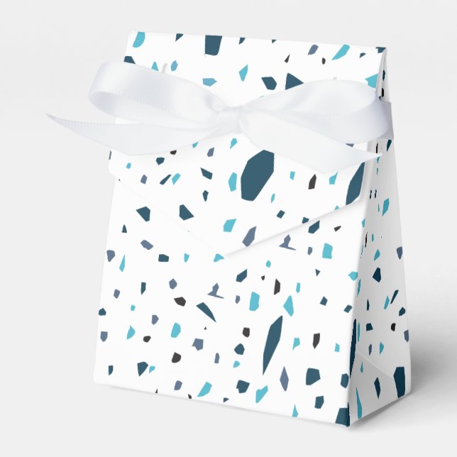 Blue Terazzo Pattern Favour Box (Front Side)