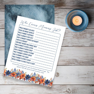 Blue Terracotta Floral Baby Shower Who Knows Mummy