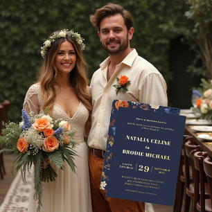 Blue Terracotta Floral Wedding Gold