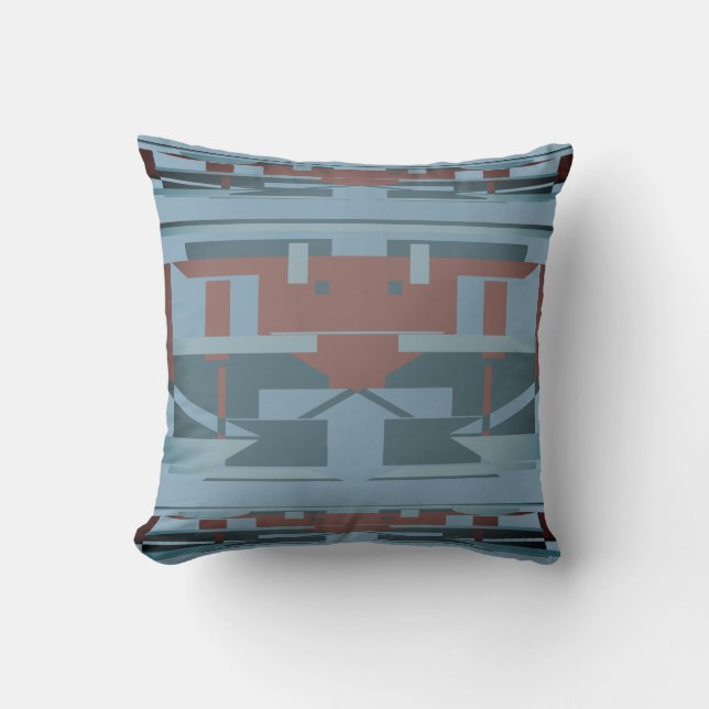 Blue Terracotta on Slate Southwest Muted Mosaic Cushion (Front)