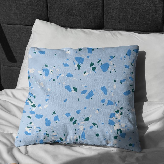 Blue Terrazzo Pattern Cushion (Blue Terrazzo Pillow)