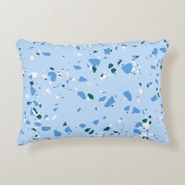 Blue Terrazzo Pattern Decorative Cushion (Front)