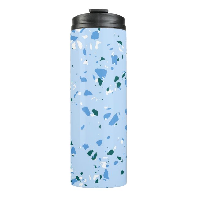 Blue Terrazzo Pattern Thermal Tumbler (Front)