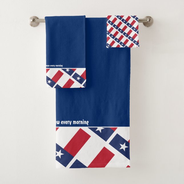 Blue | TEXAS FLAG with Customisable Scripture Bath Towel Set (Insitu)