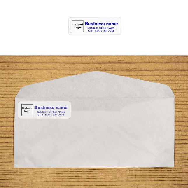 Blue Text Business Return Address Label (Return address label in blue text on envelope)