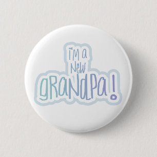 Blue Text I'm a New Grandpa 6 Cm Round Badge