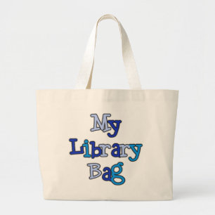 Blue Text Library Bag Tote Bag