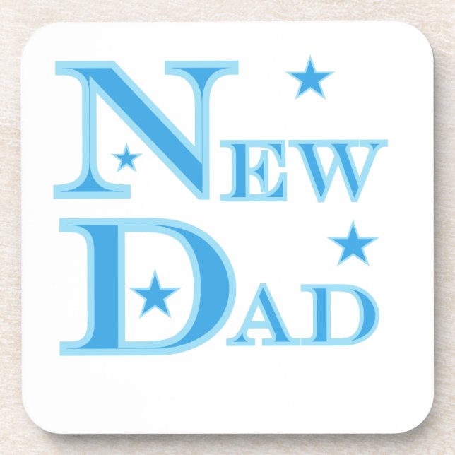 Blue Text New Dad Gifts Coaster (Front)