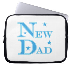 Blue Text New Dad Gifts Laptop Sleeve