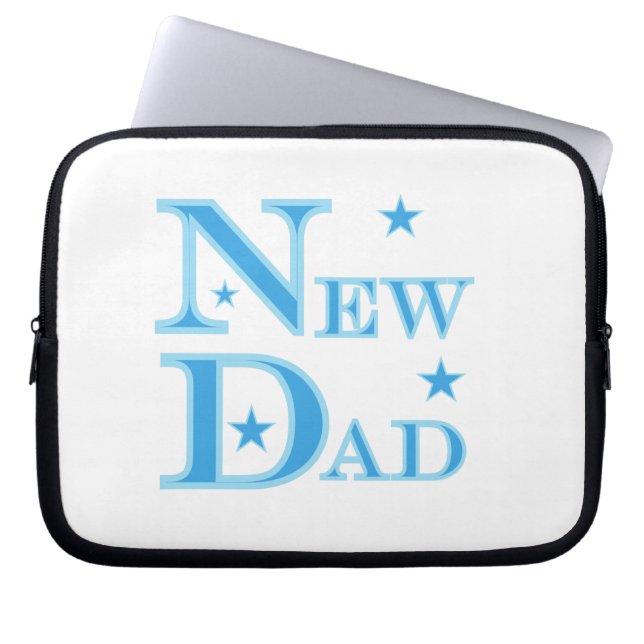Blue Text New Dad Gifts Laptop Sleeve (Front)
