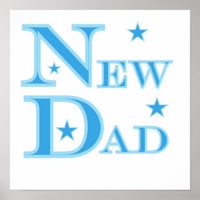 Blue Text New Dad Gifts Poster (Front)