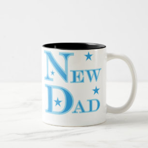 Blue Text New Dad Two-Tone Coffee Mug