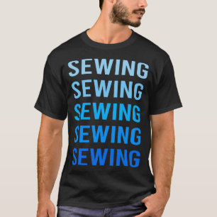 Blue Text Sewing T-Shirt