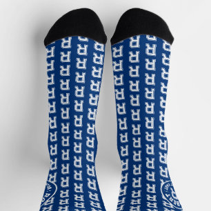 Blue text sports custom monogram name and team socks