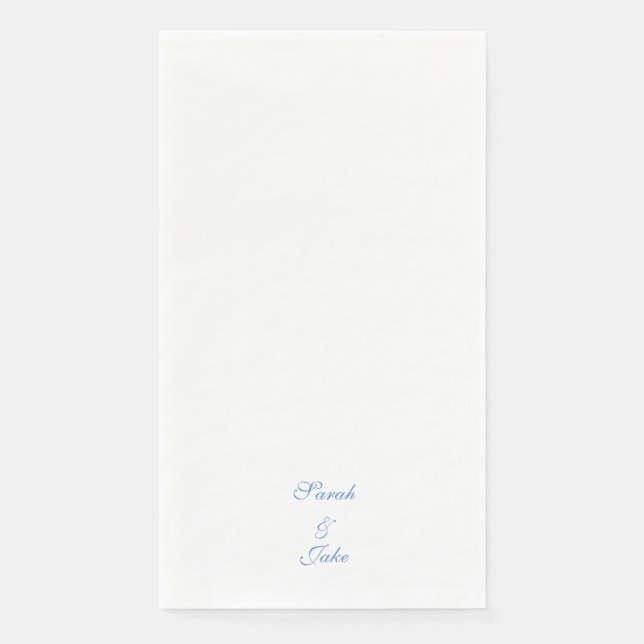 Blue Text White Wedding Napkin (Front)