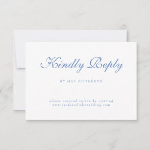 Blue Text White Wedding RSVP Card