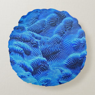 Blue textile round cushion
