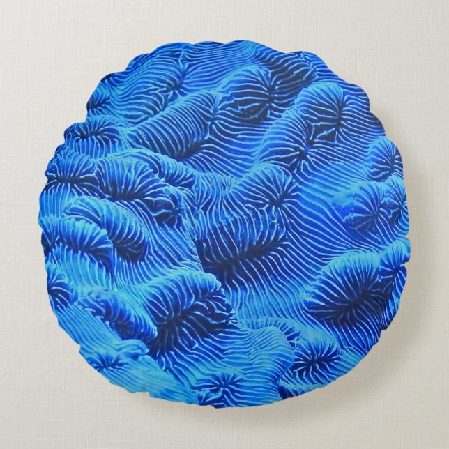 Blue textile round cushion (Front)
