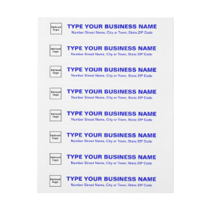 Blue Texts on White Business Return Address Wrap Around Label