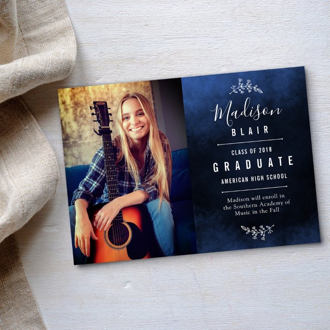 Blue Texture Background Graduation Announcement (Creator Uploaded)