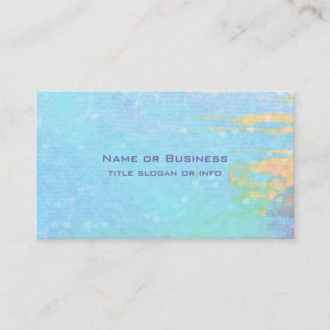 Blue Textured Background with Tiny White Hearts Business Card (Front)
