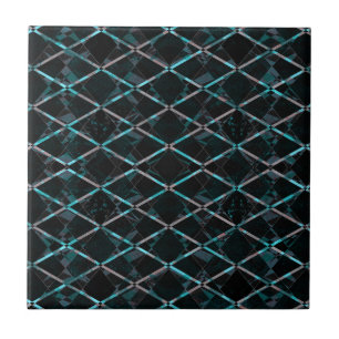 Blue textured diamond pattern ceramic tile