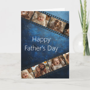 Blue Textured Film Strip Photo Father's Day Card