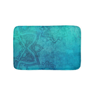 Blue Textured Lotus Bath Mat