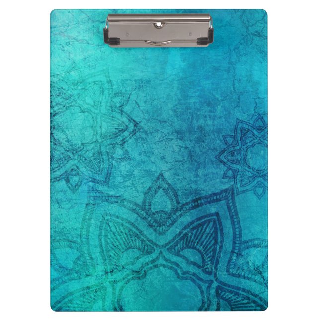 Blue Textured Lotus Clipboard (Front)
