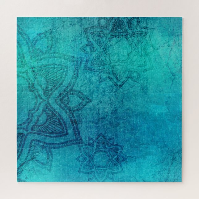 Blue Textured Lotus Jigsaw Puzzle (Horizontal)