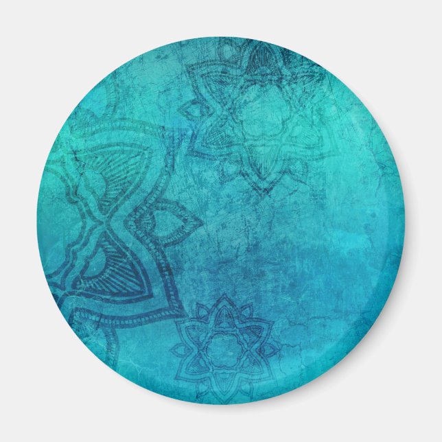 Blue Textured Lotus Magnet (Front)