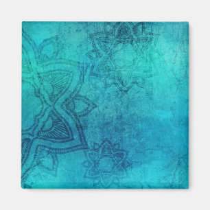 Blue Textured Lotus Magnet