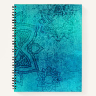 Blue Textured Lotus Notebook