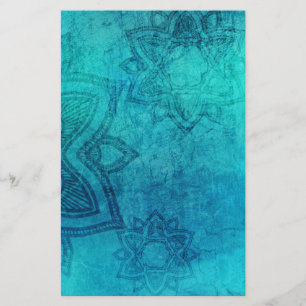 Blue Textured Lotus Stationery