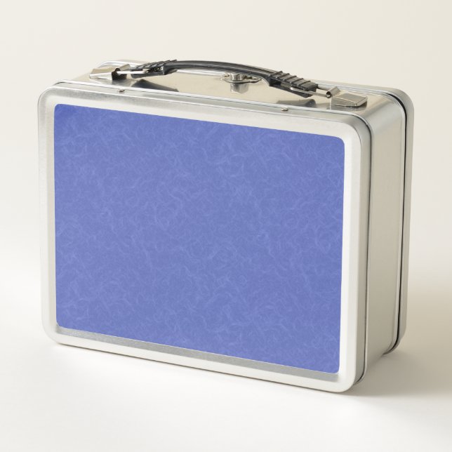 Blue textured pattern with swirling cloud metal lunch box (Back)