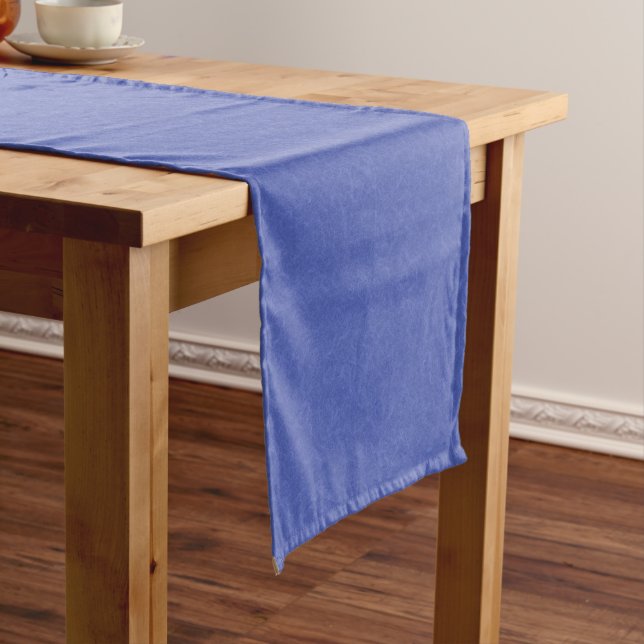 Blue textured pattern with swirling cloud short table runner (In Situ)