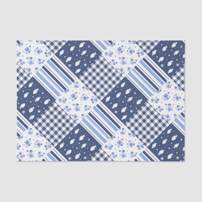Blue Textures Tissue Paper (Front)