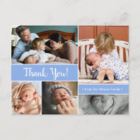 Blue Thank You 2nd Baby Announcement Baby Boy