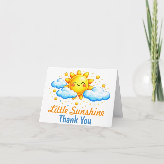 Blue Thank You Baby Shower Crafts Party Card (Front)